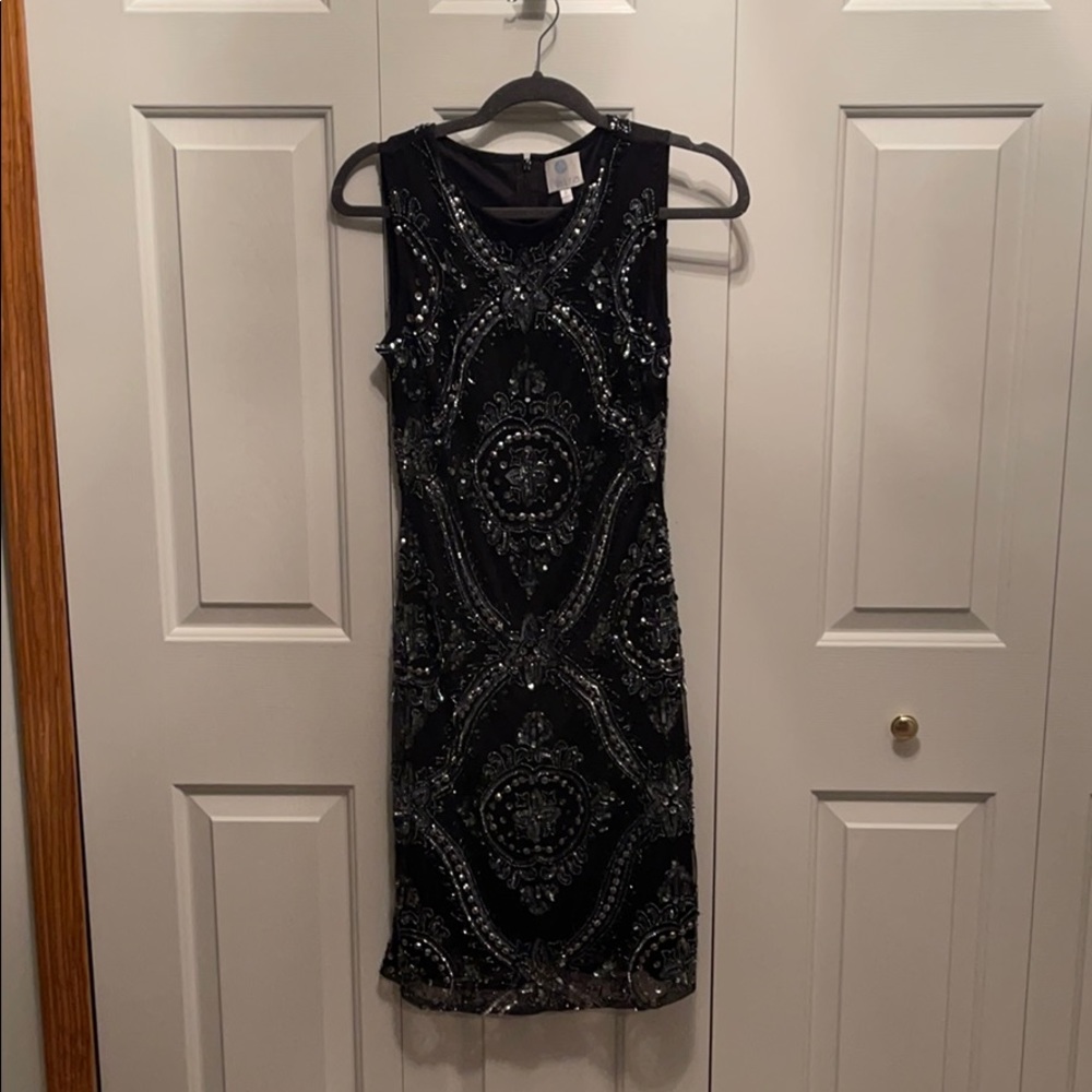 Patra Dress black embroidered sequin sleeveless